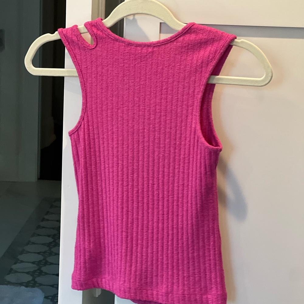 Maeve Pink Ribbed Cut Out Tank Top